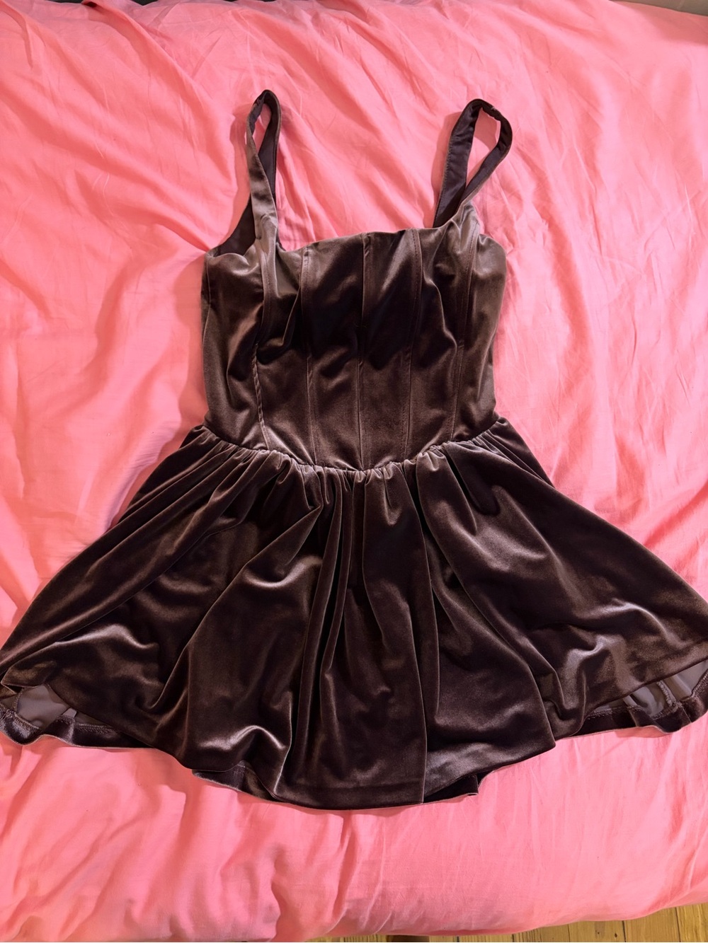 Zara Brown Velvet Fit & Flare Mini Dress